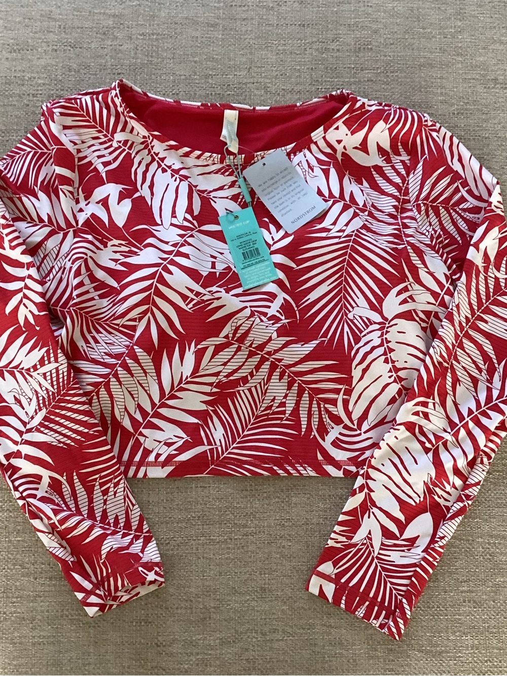 Sea Level Australia Morocco Long Sleeve Crop Rashie Top Red Size 14
